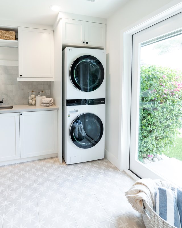 Organized laundry room with pull-out hampers