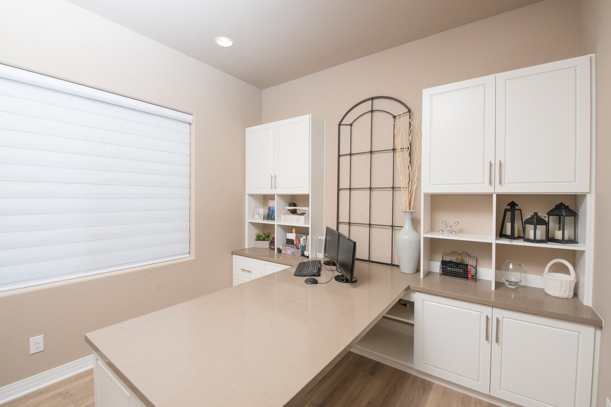 Modern home office workspace with cable management