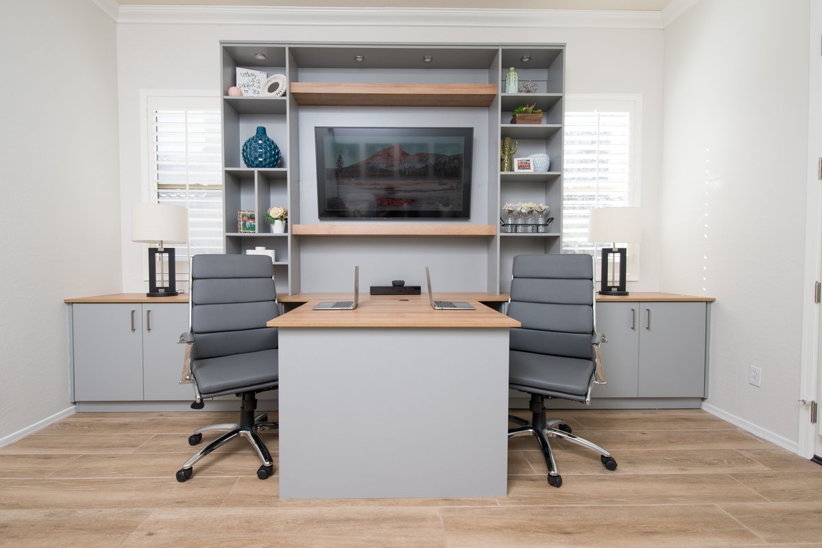 Professional home office with integrated lighting